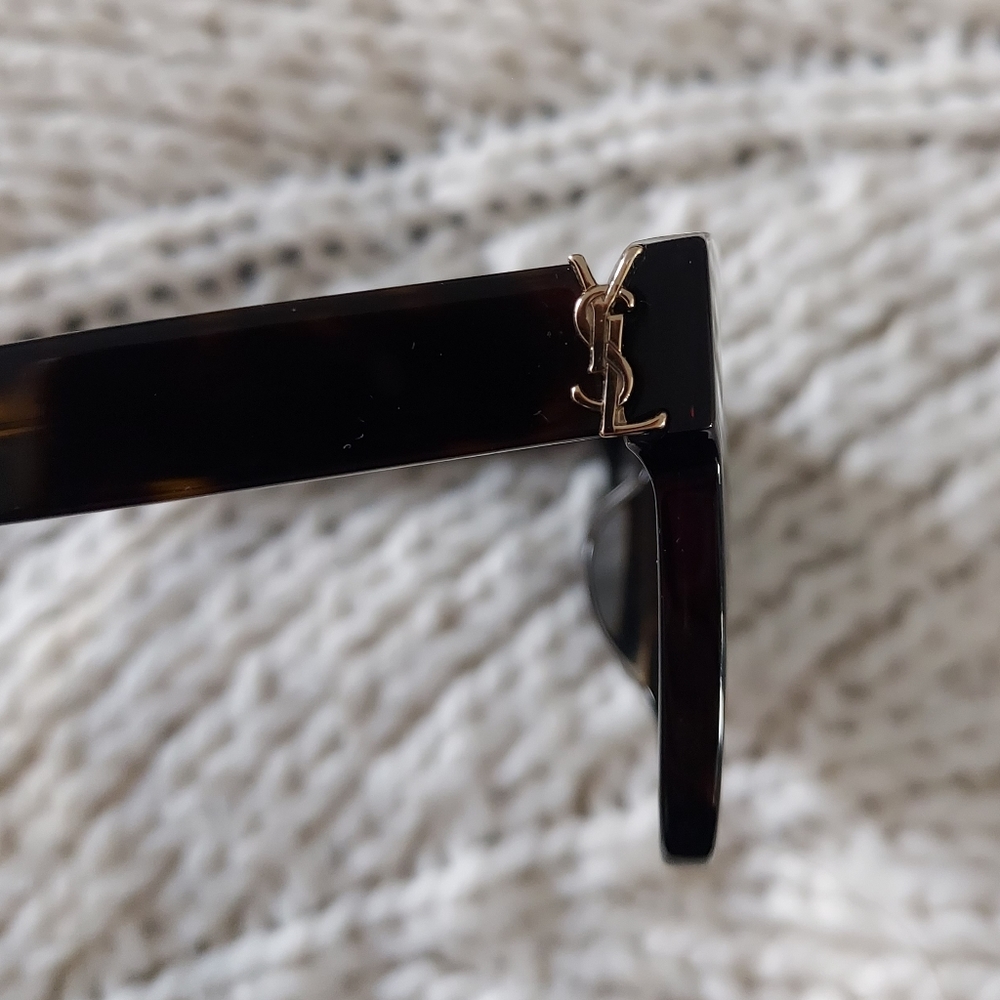 SAINT LAURENT Women's Havana Brown Square Sunglasses - Picture 8 of 14